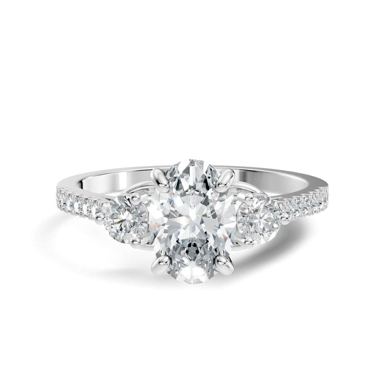 1.22 Ct. Oval Diamond Ring with Round Side Stones and Pavé Shank (GJSLR-085) 10