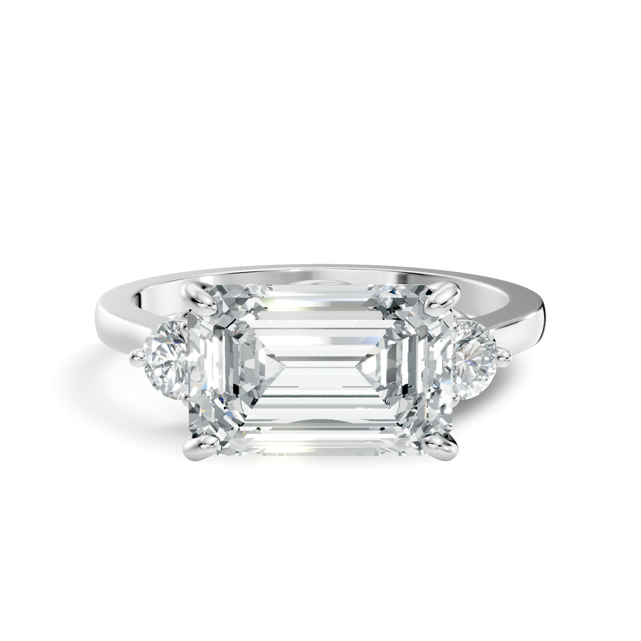 2.62 Ct. Emerald Cut Diamond Ring with Round Side Stones (GJSLR-084) 6