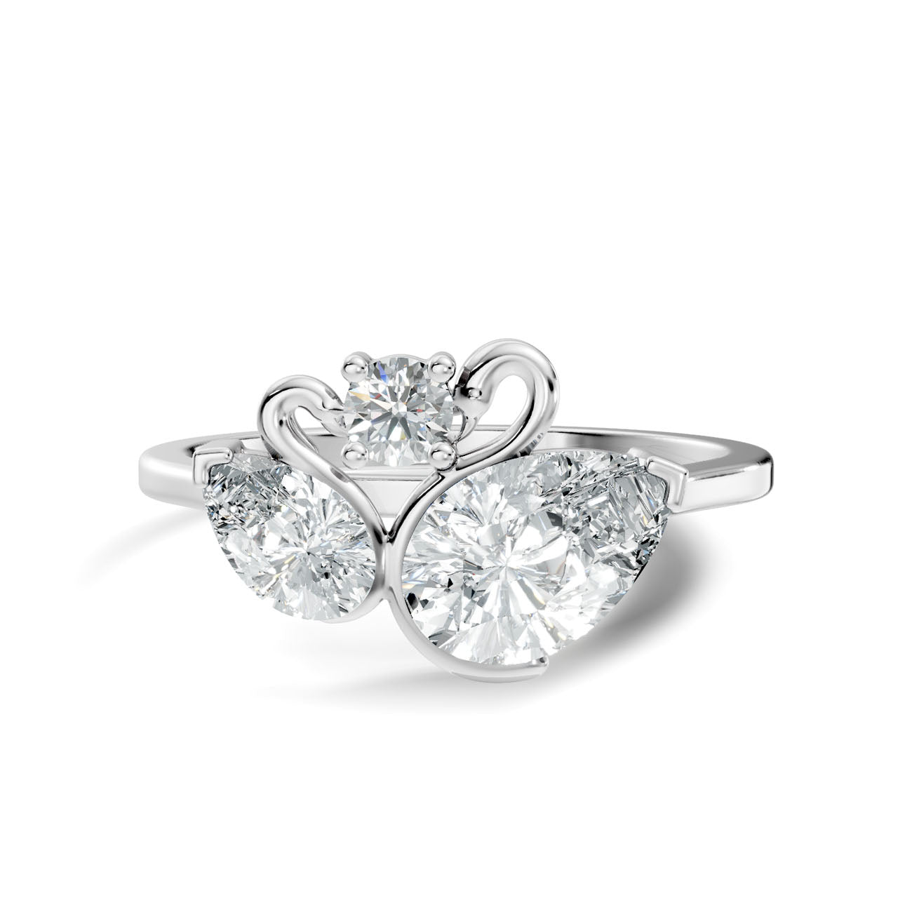 .75. Ct. Pear Diamond Three-Stone Swirl Ring (GJSLR-038) 10
