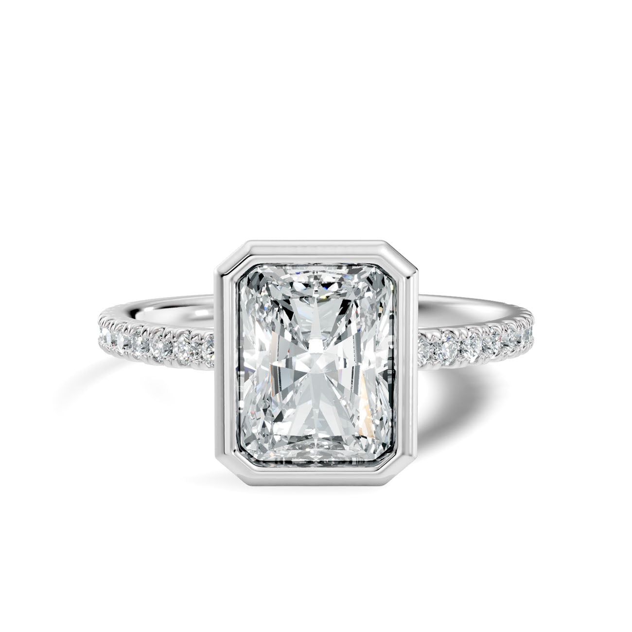 1.85 Ct. Radiant Cut Bezel-Set Diamond Ring with Pavé Shank (L2-27#10045L) 13