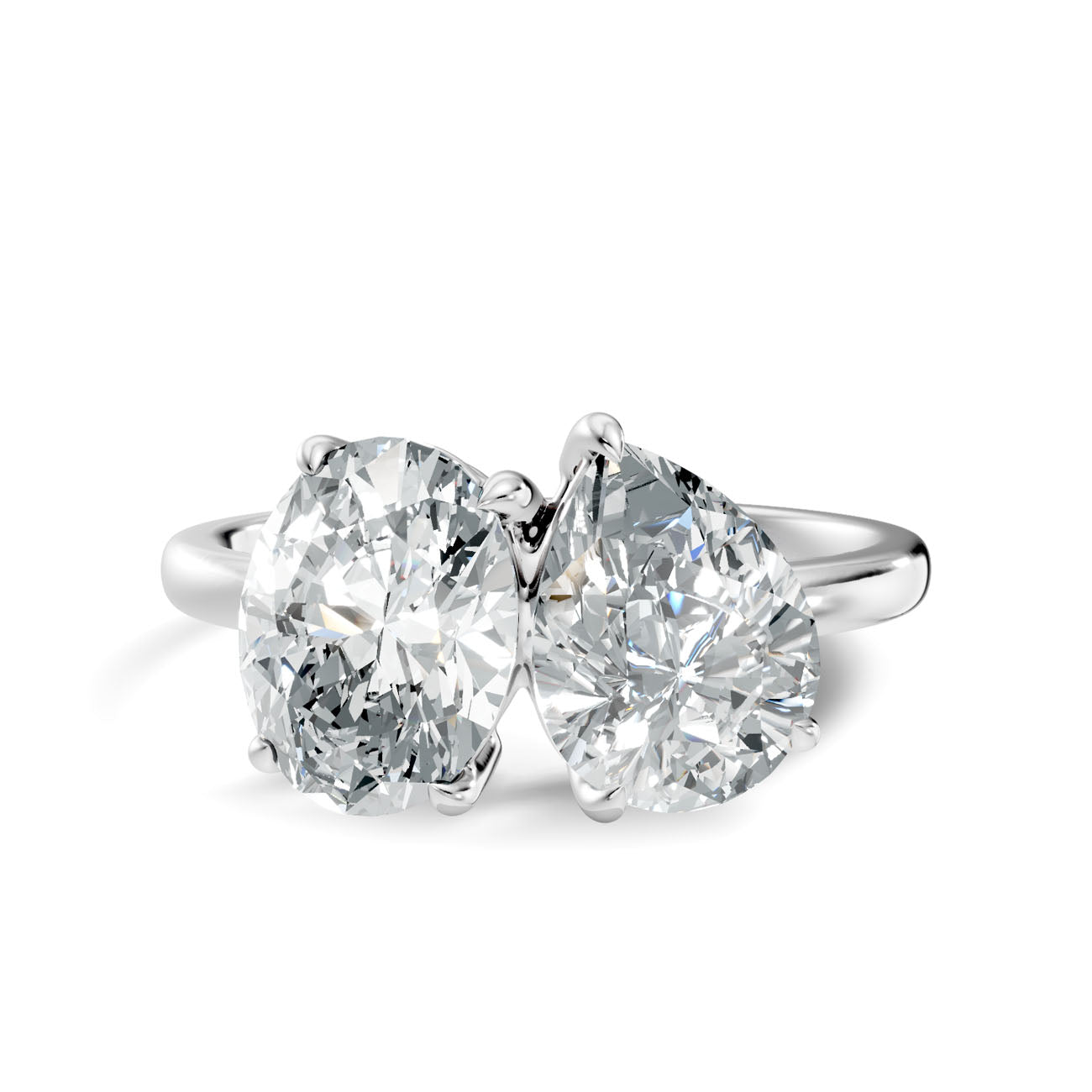 2.75 Ct. Toi et Moi Oval and Pear Diamond Ring with Dual-Prong Setting (L2-27#10026L) 6