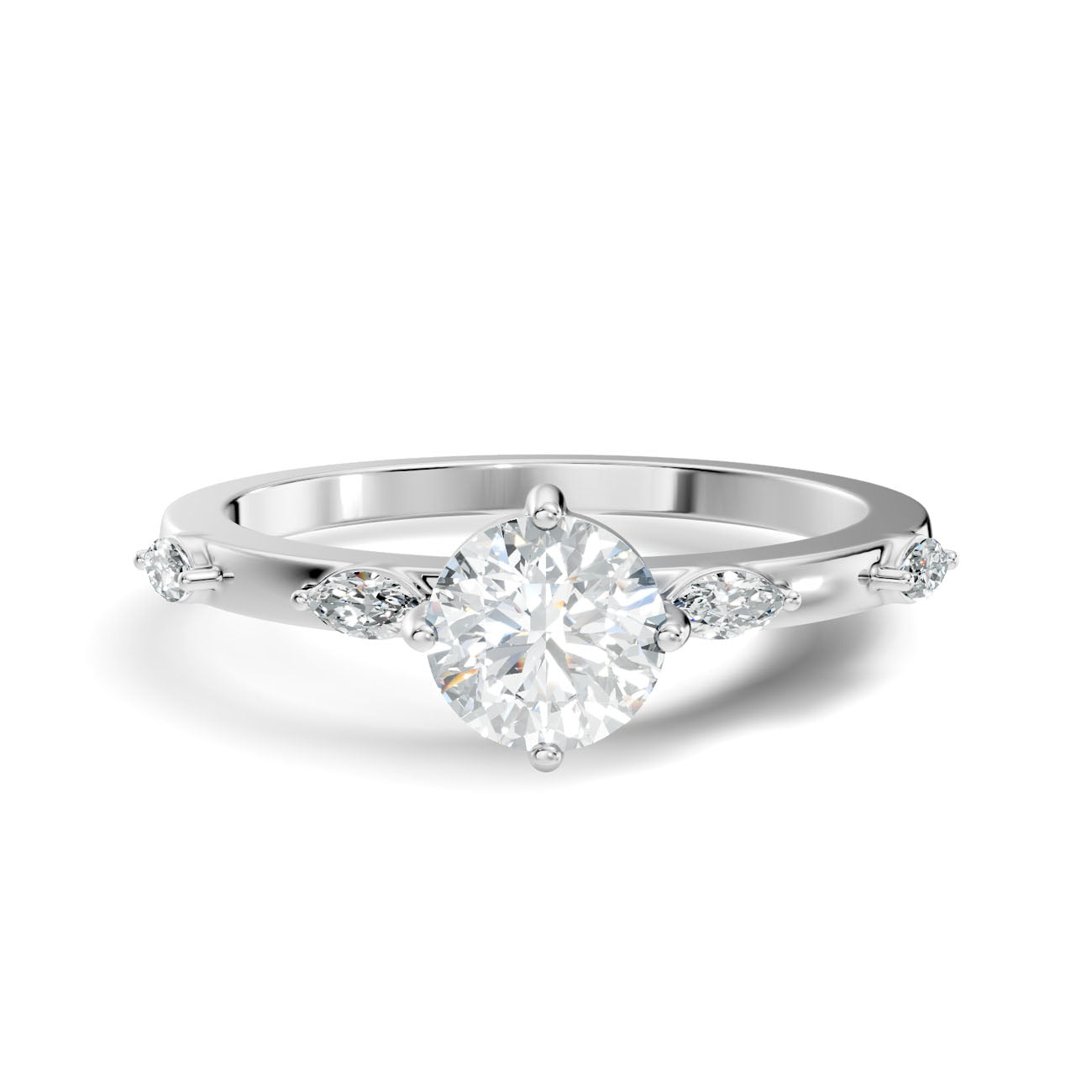 .60 Ct. Round Diamond Ring with Marquise Side Stones (GJSLR-086) 6