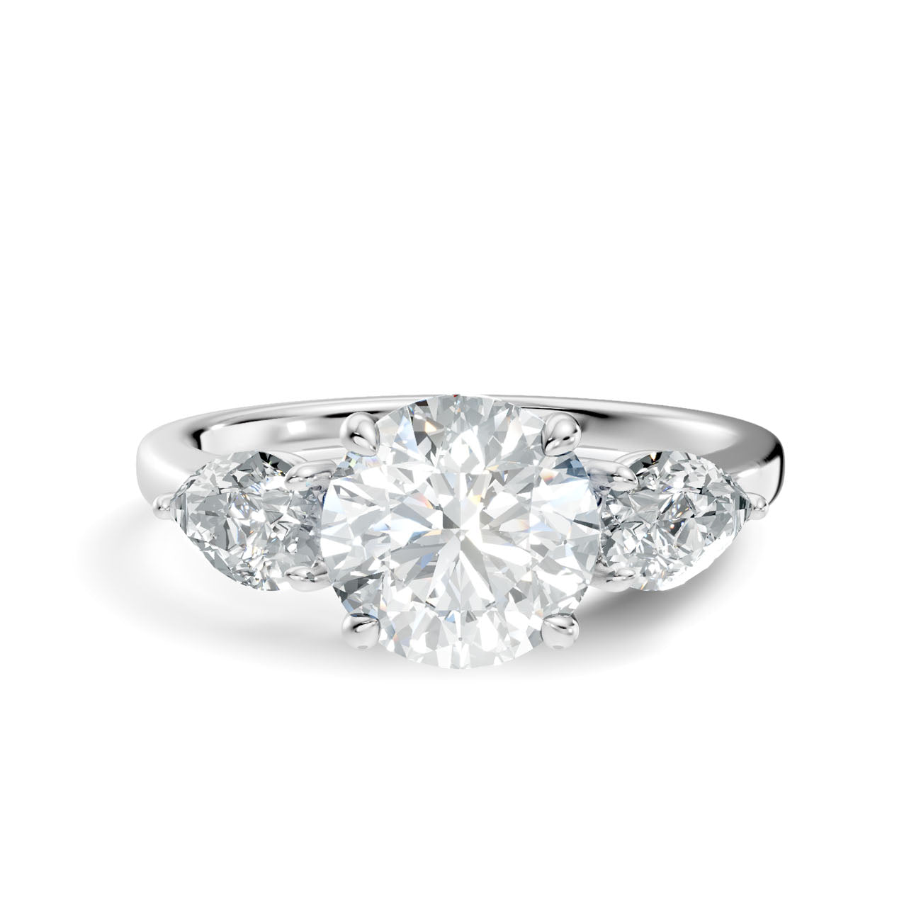 2.12 Ct. Round Diamond Ring with Pear Side Stones (L2-27#10029L) 6