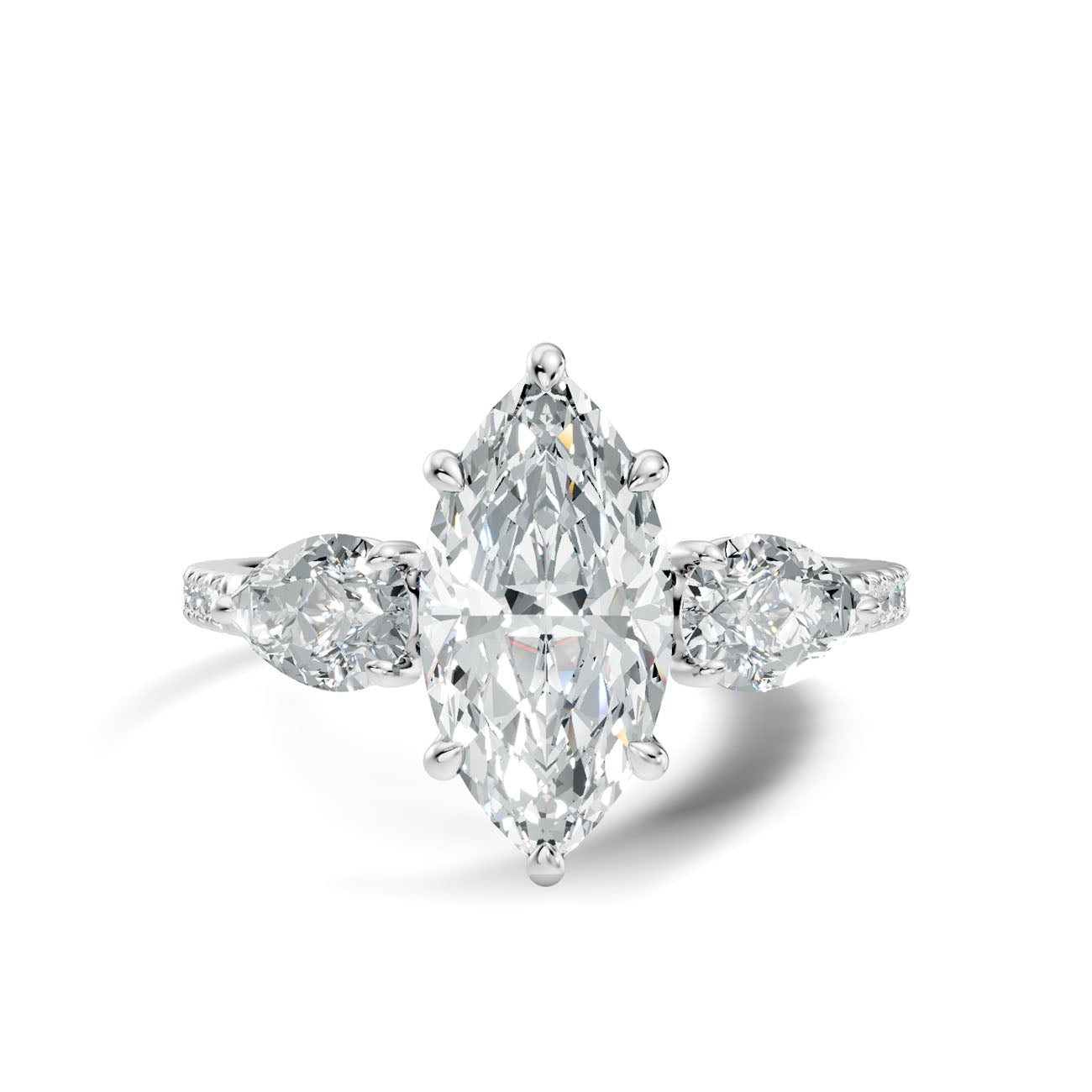 2.25 Ct. Marquise Diamond Ring with Pear Side Stones and Pavé Shank (L2-27#10024L) 6