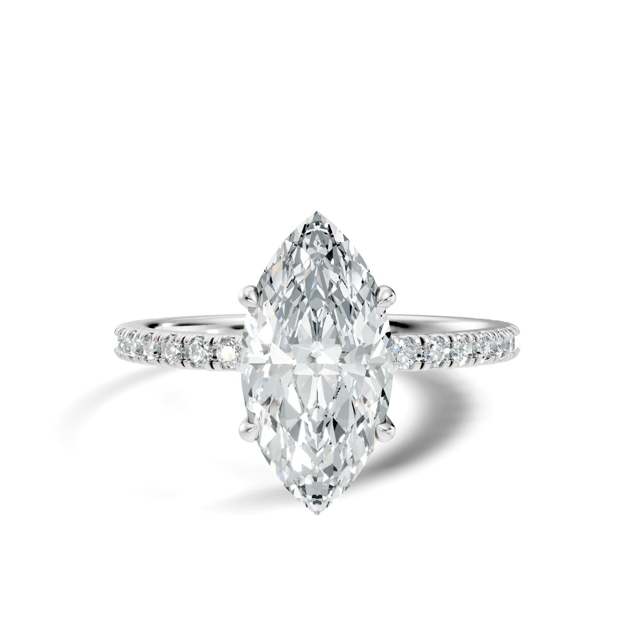 2.40 Ct. Marquise Diamond Solitaire Ring with Hidden Halo and Pavé Shank (L2-27#10033L) 7