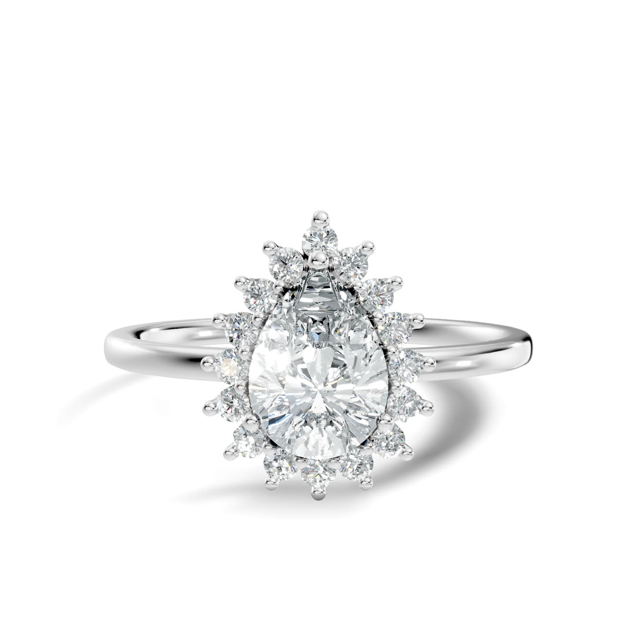 .80 Ct. Pear Diamond Halo Ring with Radiant Cluster Setting (L2-27#10016L) 6