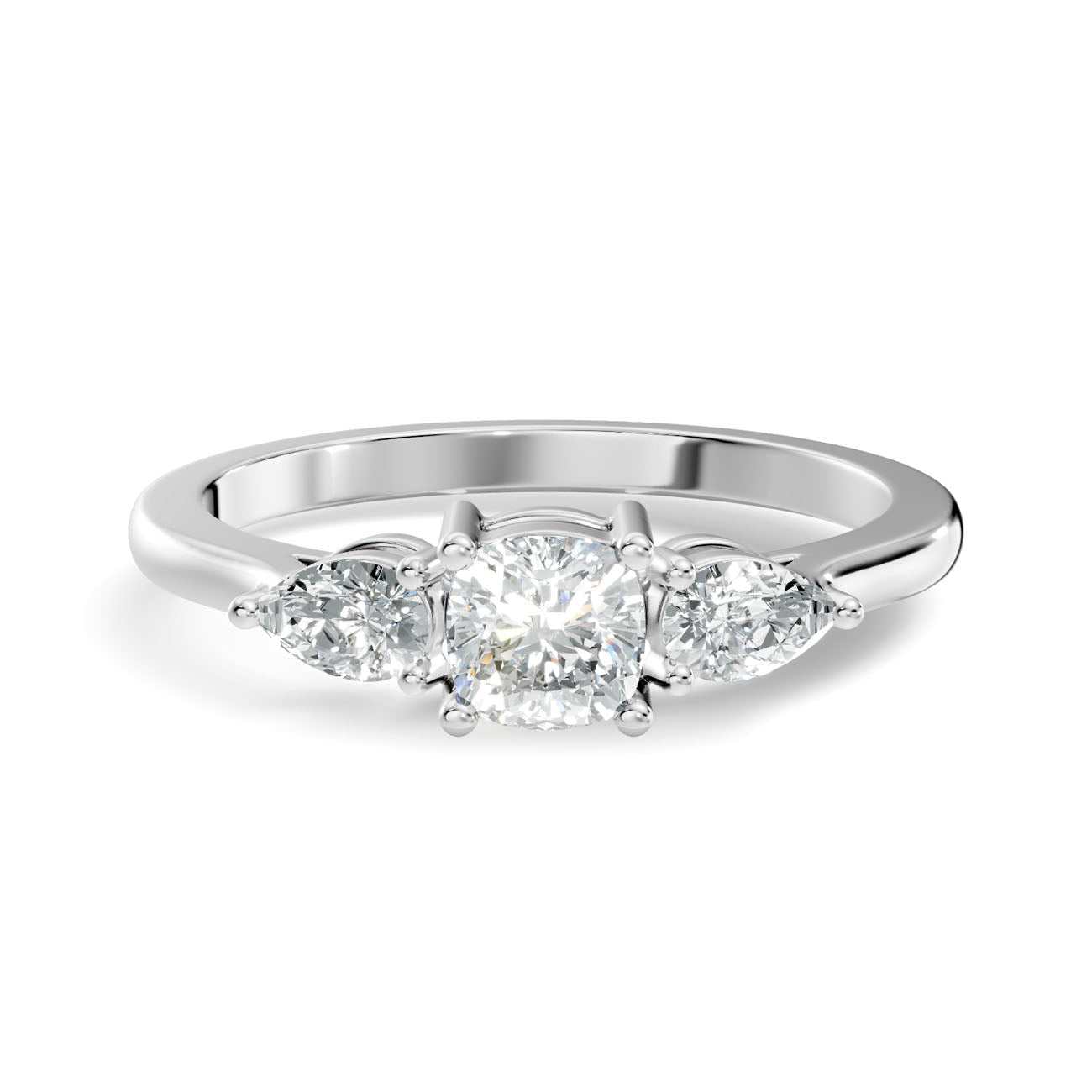 .52 Ct. Classic Cushion Cut Diamond Ring with Pear Side Stones (GJSLR-031) 10