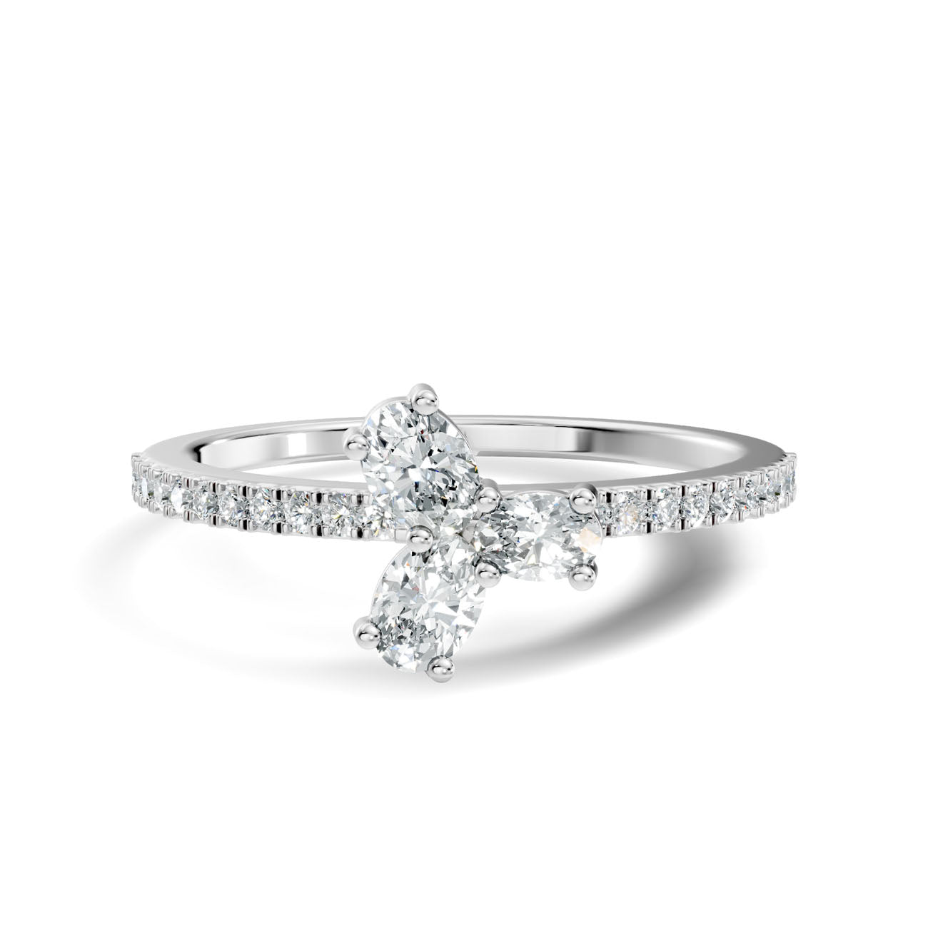 .32 Ct. Oval Diamond Trio Cluster Ring with Pavé Band (GJSLR-015) 8