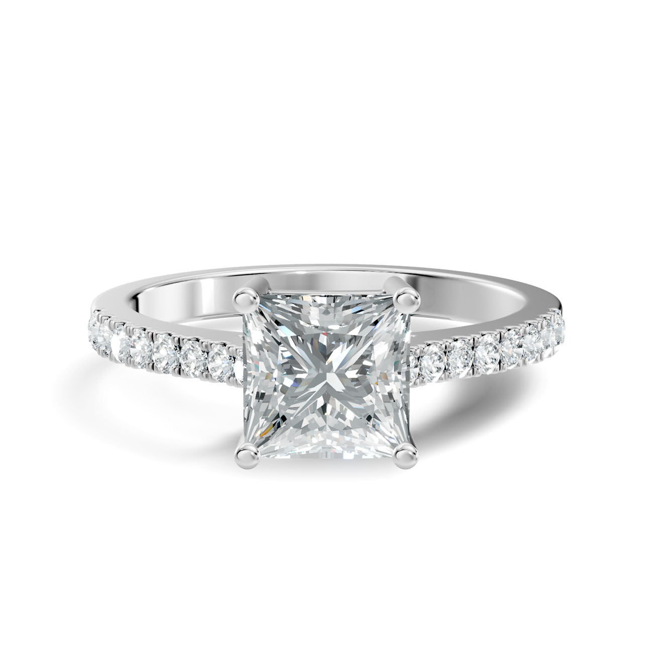 .95 Ct. Princess Cut Diamond Pavé Engagement Ring (GJSLR-034) 10