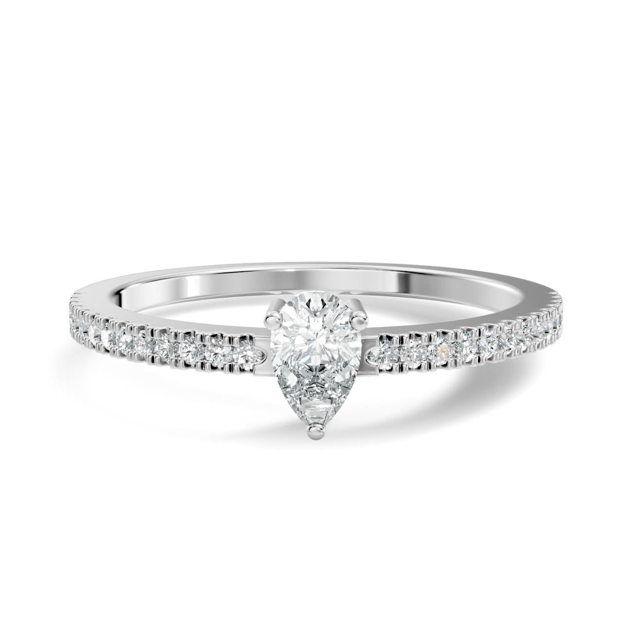 .30 Ct. Pear Diamond Ring with Pavé Band (GJSLR-04) 10