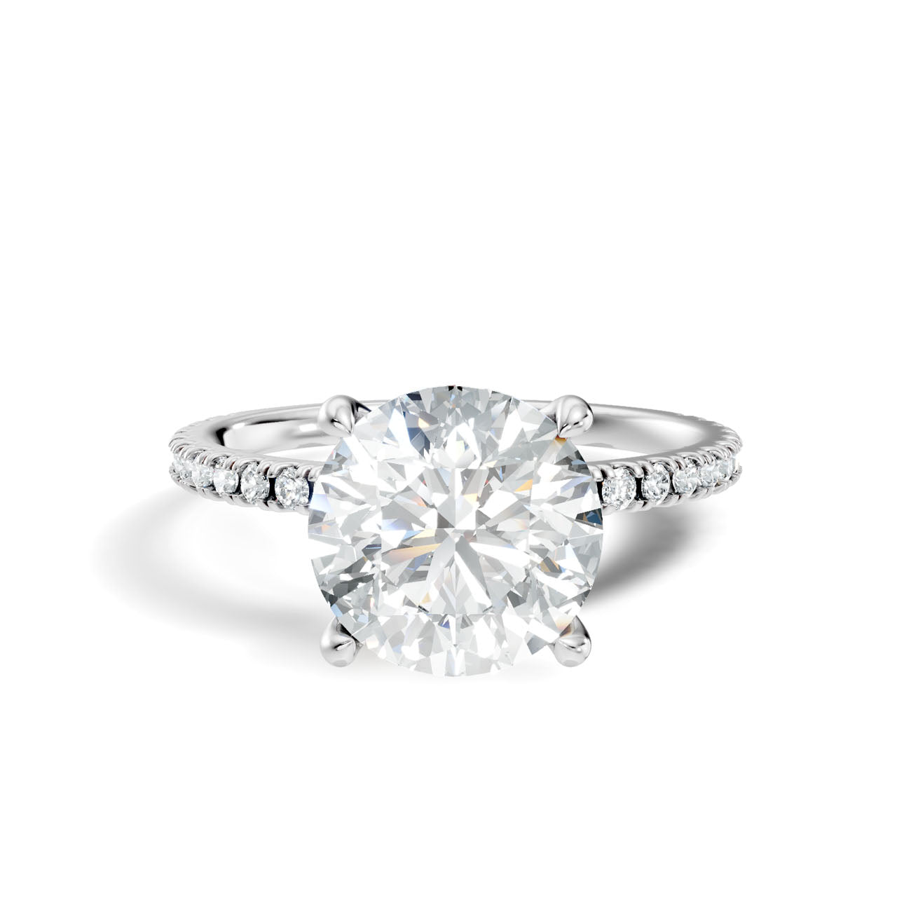 2.30 Ct. Classic Round Diamond Solitaire Ring with Hidden Halo and Pavé Shank (L2-27#10035L) 10