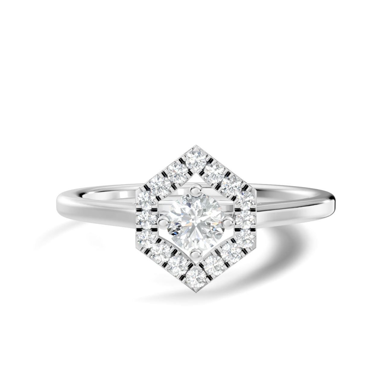 .25 Ct Hexagon Halo Round Diamond Engagement Ring (GJSLR-019) 10