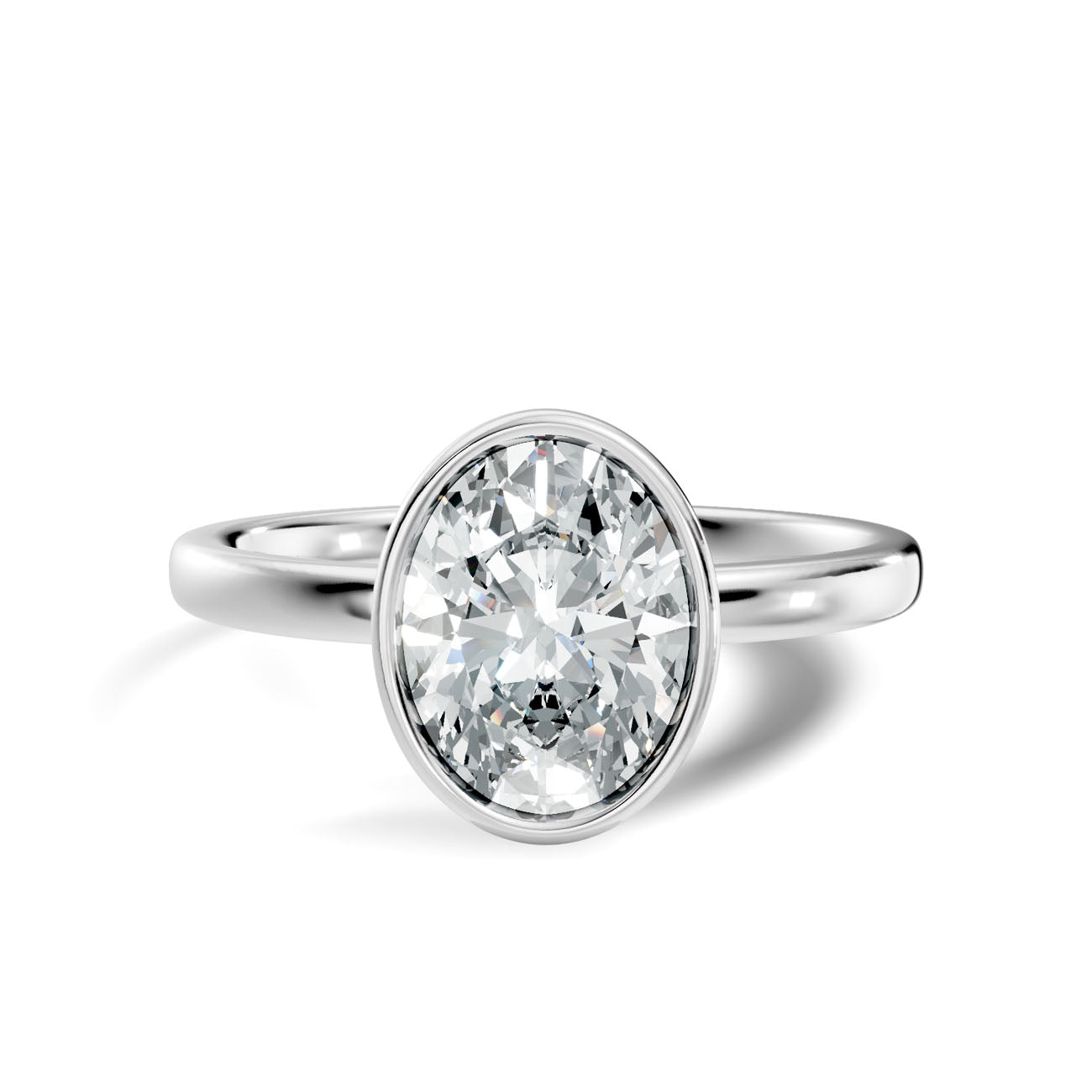 1.35 Ct. Classic Oval Diamond Bezel-Set Solitaire Ring (L2-27#10042L) 6