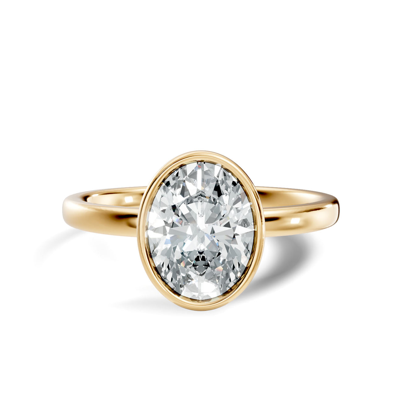 1.35 Ct. Classic Oval Diamond Bezel-Set Solitaire Ring (L2-27#10042L) 10