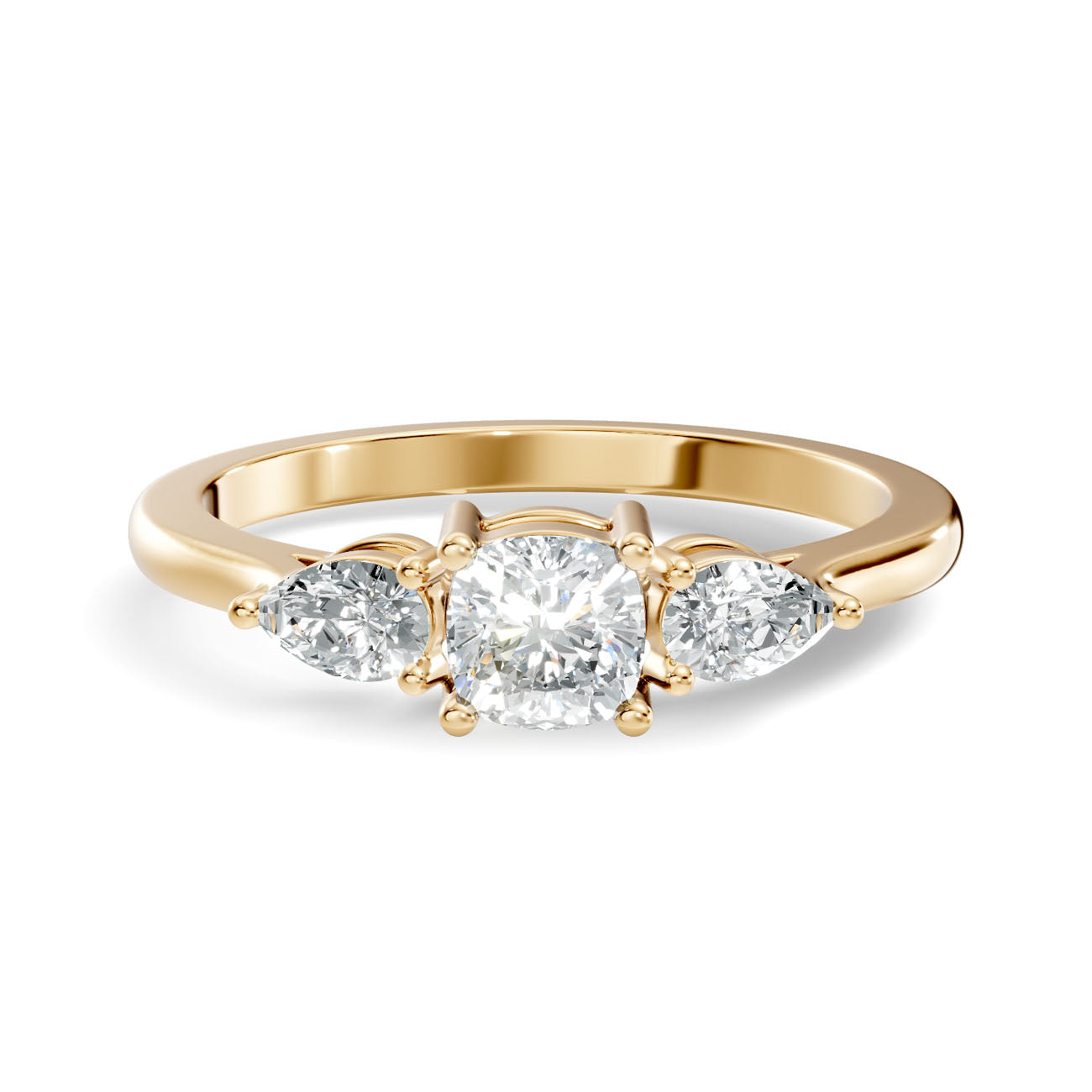 .52 Ct. Classic Cushion Cut Diamond Ring with Pear Side Stones (GJSLR-031) 3