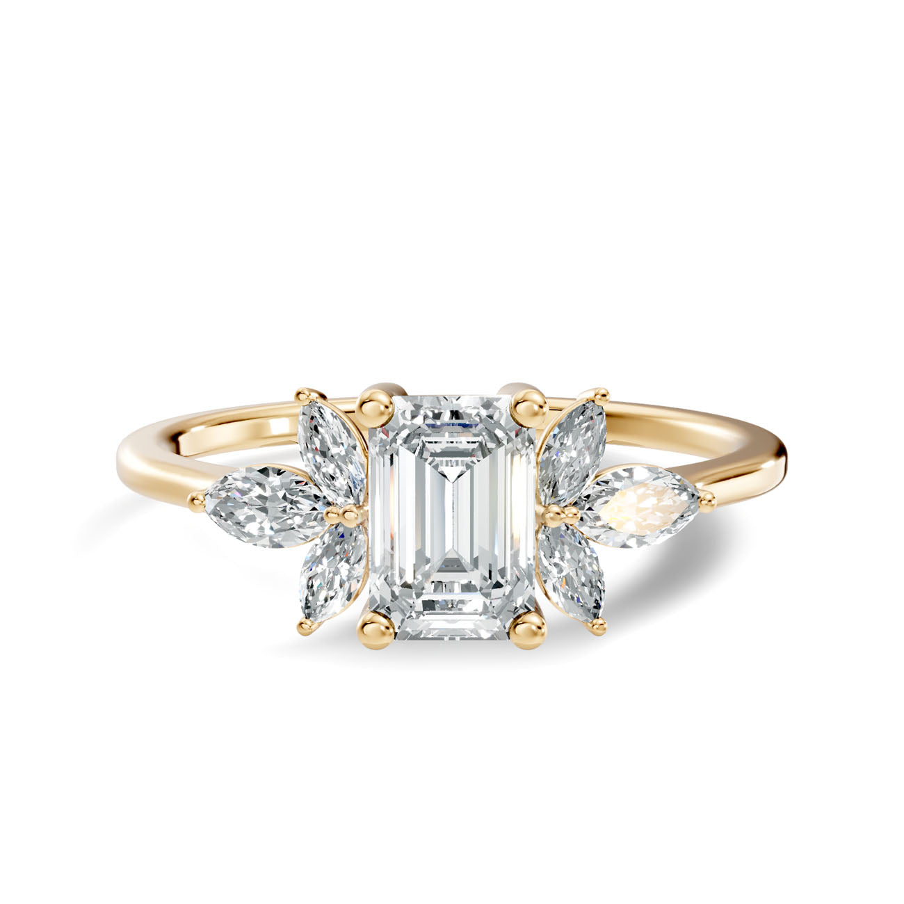 .67 Ct. Emerald Cut Diamond Ring with Marquise Side Stones (GJSLR-017) 3