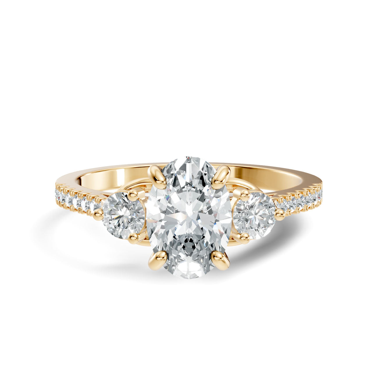 1.22 Ct. Oval Diamond Ring with Round Side Stones and Pavé Shank (GJSLR-085) 3