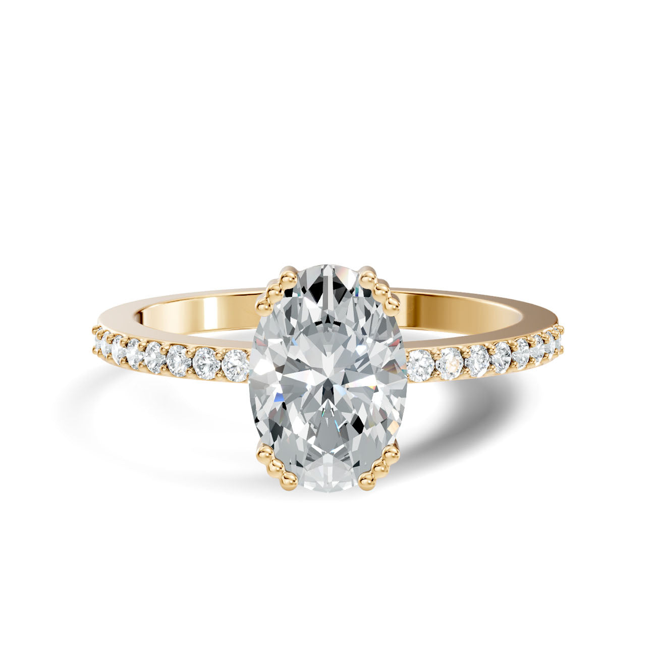 1.03 Ct. Oval Diamond Ring with Pavé Band (GJSLR-088) 3