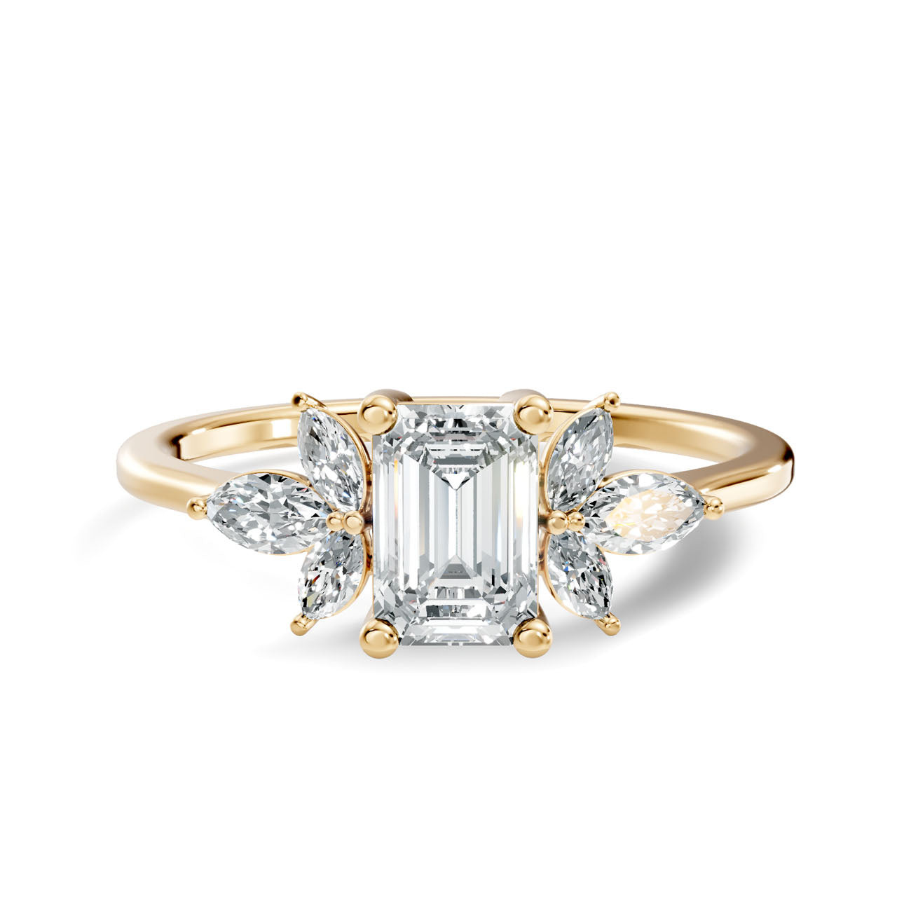 .67 Ct. Emerald-Cut Diamond Ring with Marquise Side Stones (GJSLR-012) 3