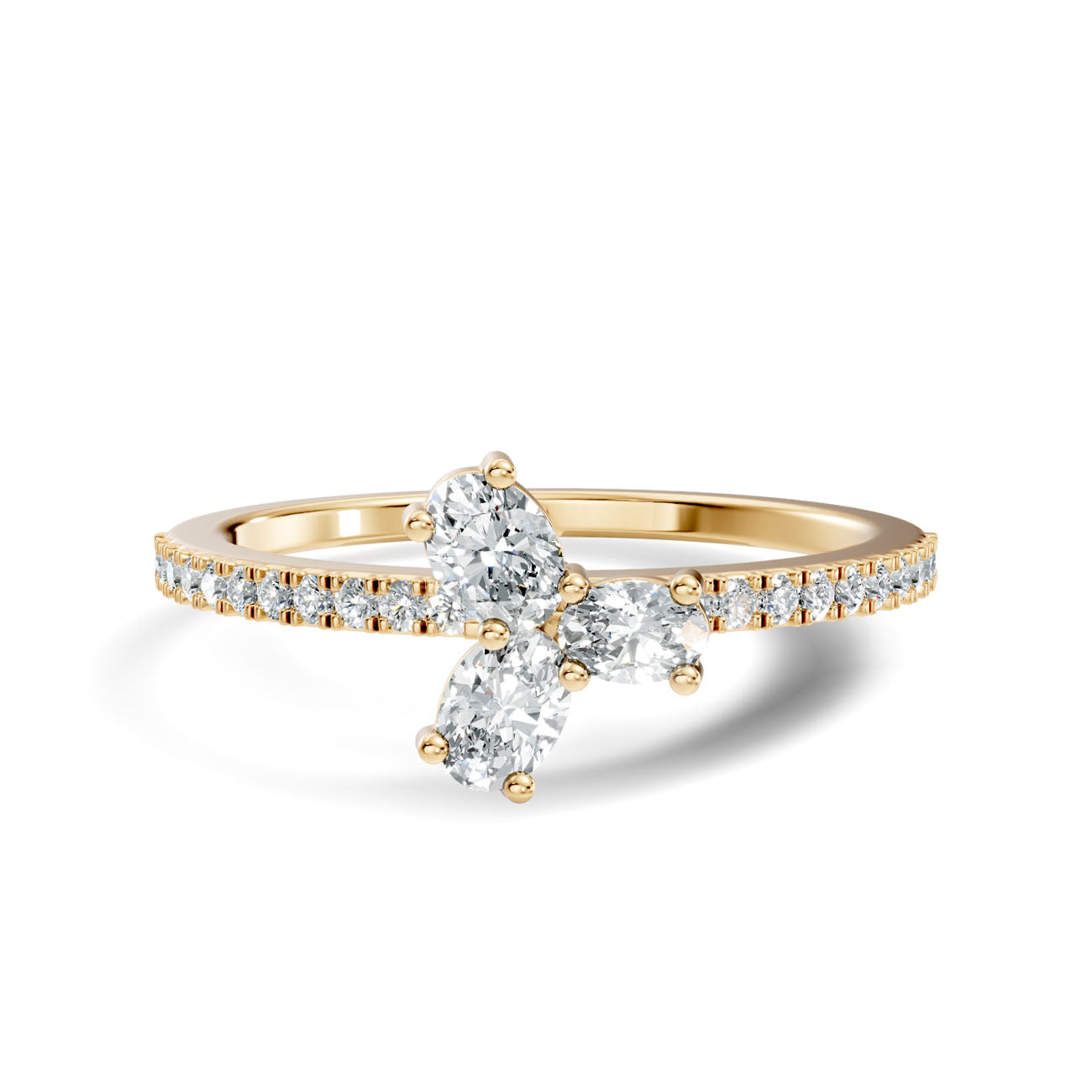 .32 Ct. Oval Diamond Trio Cluster Ring with Pavé Band (GJSLR-015) 3