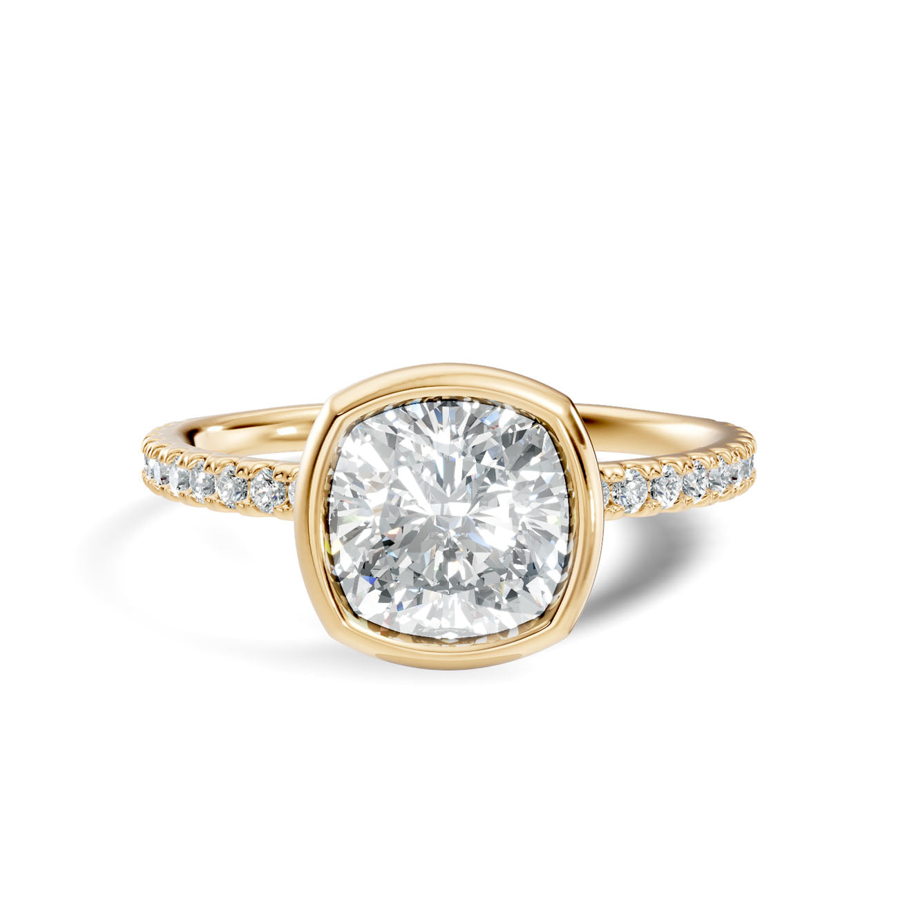 1.65 Ct. Cushion-Cut Diamond Ring with Bezel Setting and Pavé Band (L2-27#10046L) 4