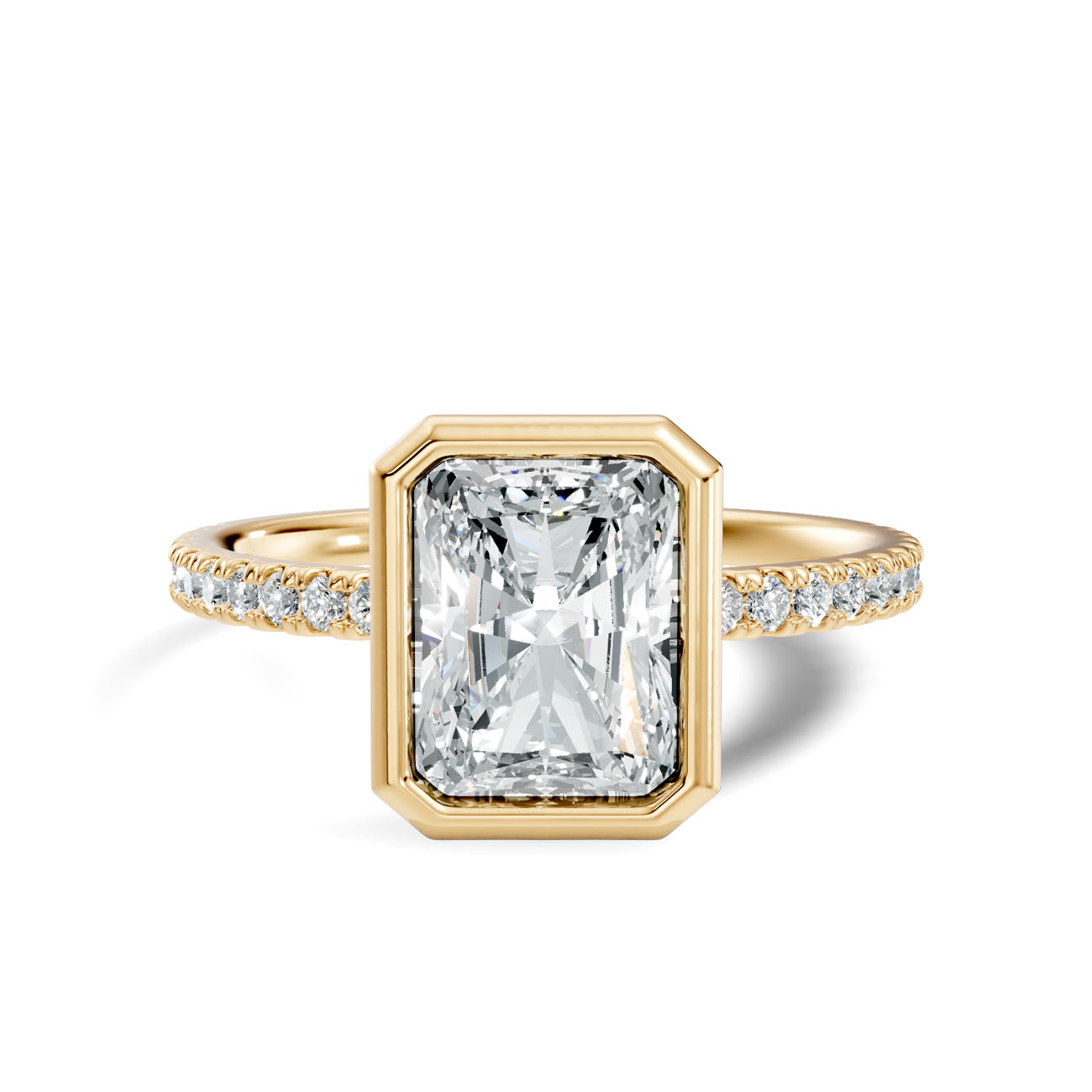 1.85 Ct. Radiant Cut Bezel-Set Diamond Ring with Pavé Shank (L2-27#10045L) 4