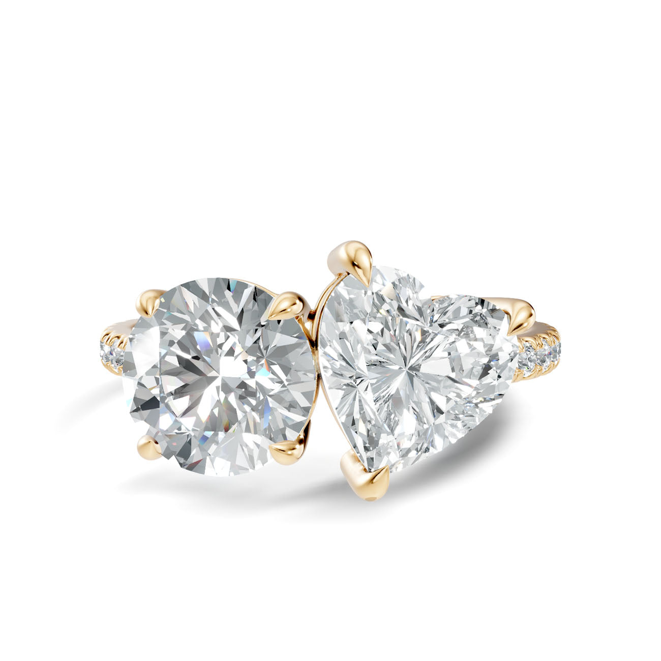 3.10 Ct. Round and Heart Diamond Toi et Moi Ring with Pavé Shank (L2-27#10058L) 11