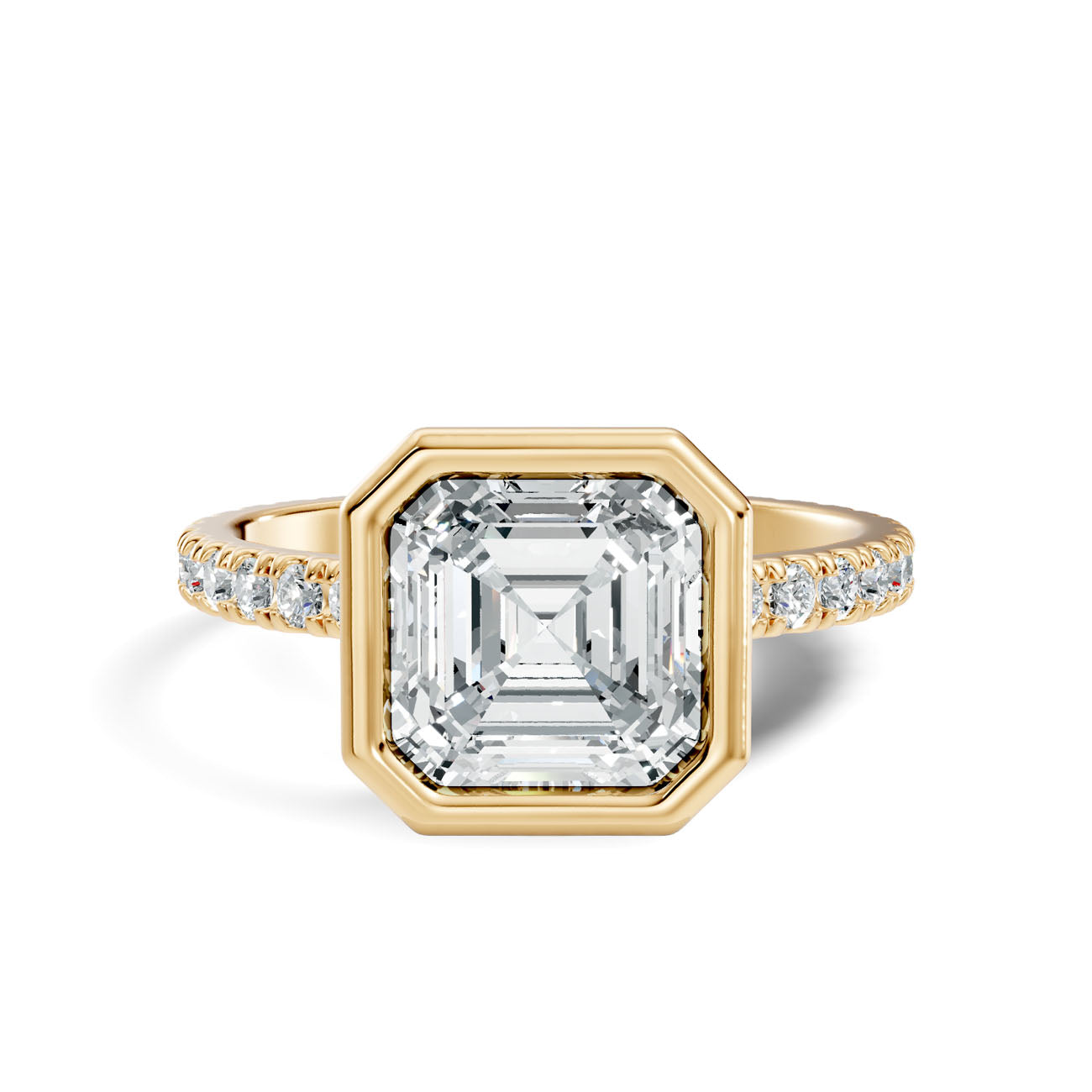 2.60 Ct. Asscher-Cut Diamond Ring with Bezel Setting and Pavé Band (L2-27#10049L) 10