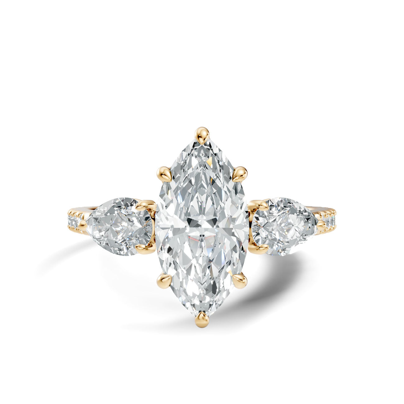 2.25 Ct. Marquise Diamond Ring with Pear Side Stones and Pavé Shank (L2-27#10024L) 3