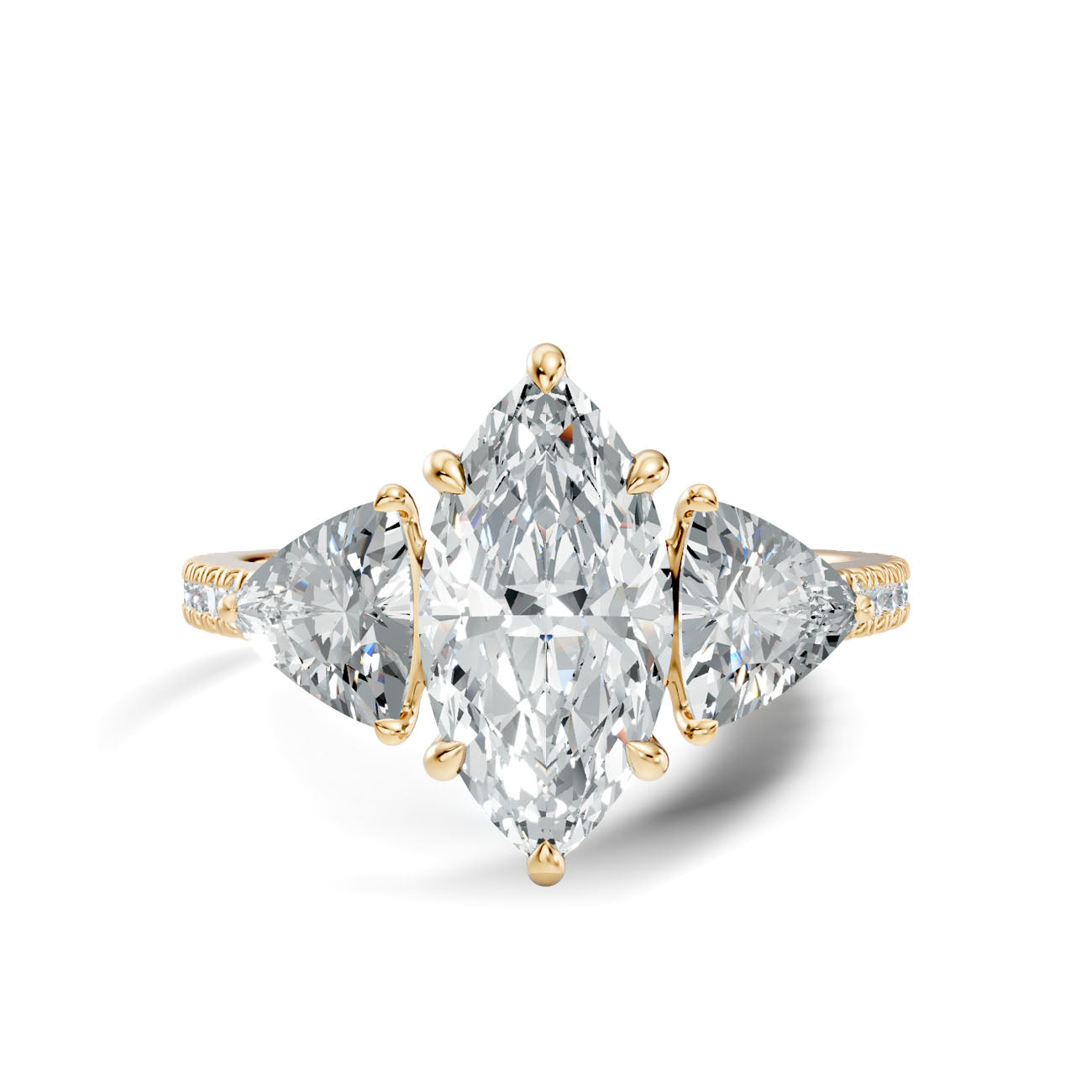 2.60 Ct. Marquise Diamond Ring with Trillion Side Diamonds and Pavé Shank (L2-27#10062L) 10