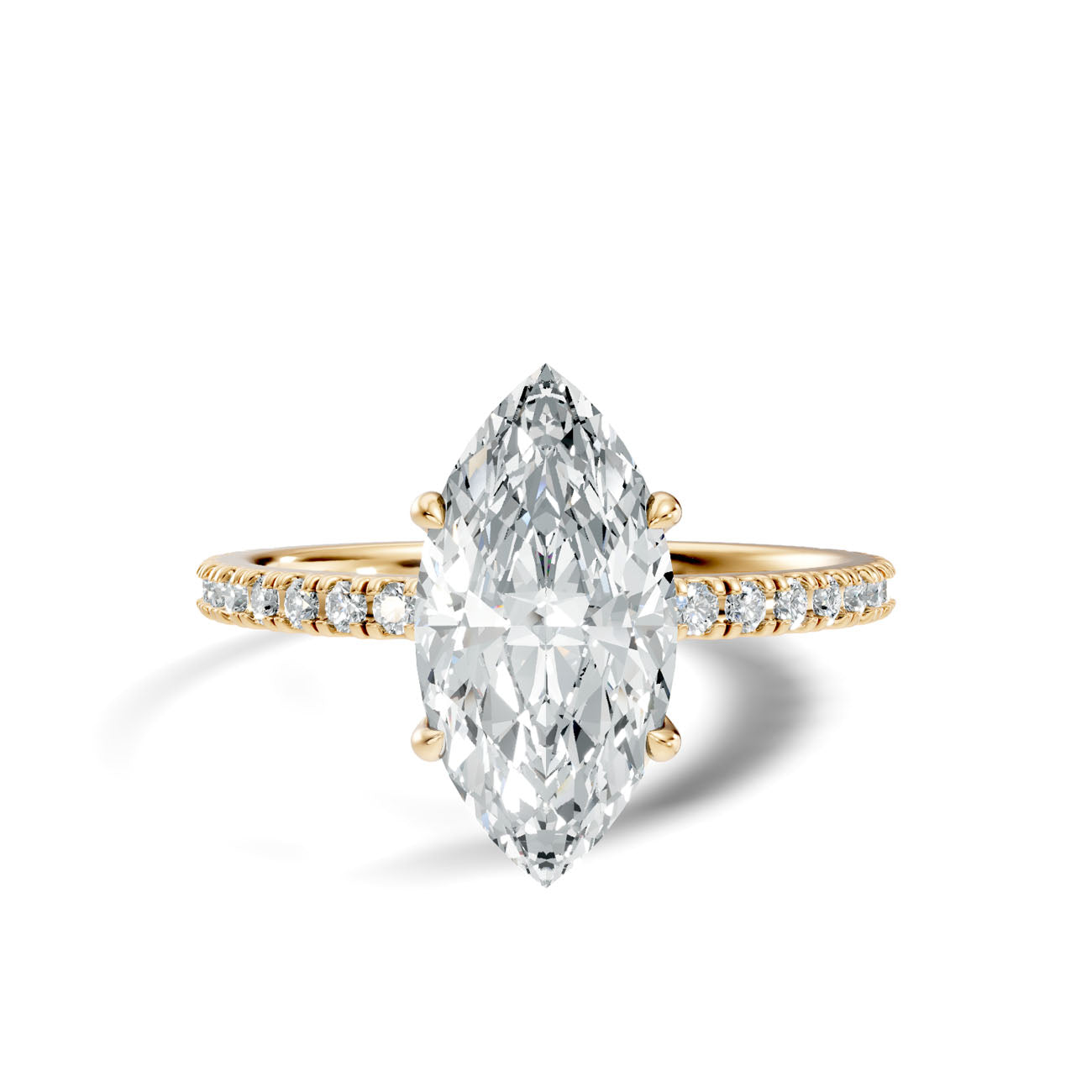 2.40 Ct. Marquise Diamond Solitaire Ring with Hidden Halo and Pavé Shank (L2-27#10033L) 11