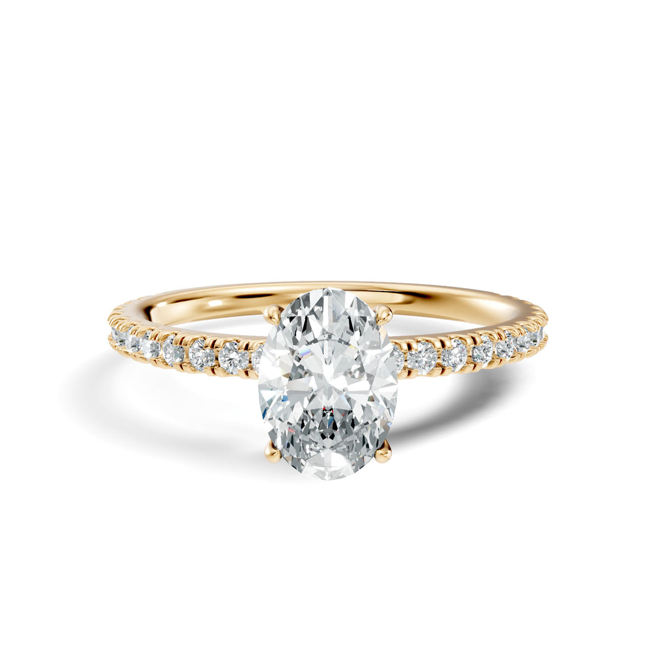 1.02 Ct. Oval Diamond Solitaire Ring with Hidden Halo and Pavé Shank (L2-27#10034L) 3