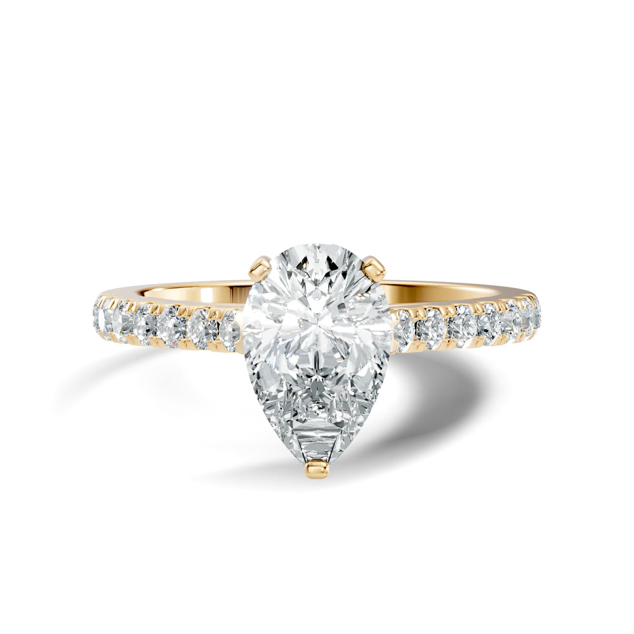 1.21 Ct. Pear Cut Diamond Engagement Ring with Pavé Band (GJSLR-030) 3