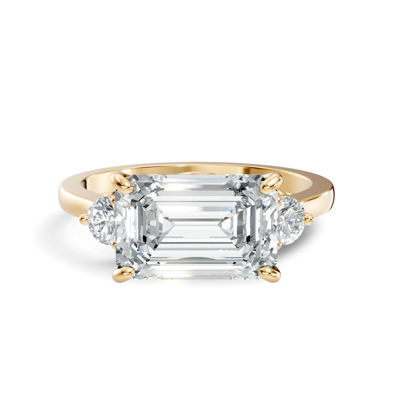 2.62 Ct. Emerald Cut Diamond Ring with Round Side Stones (GJSLR-084) 3
