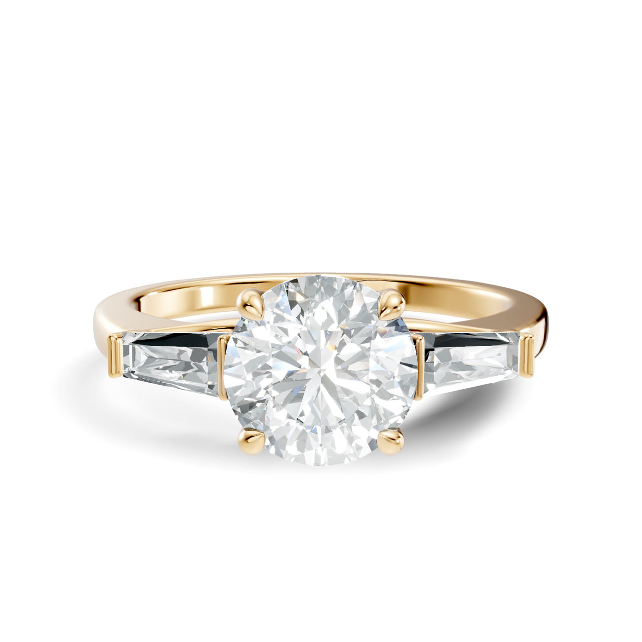2.03 Ct. Round Diamond Ring with Tapered Baguette Side Stones (L2-27#10054L) 7