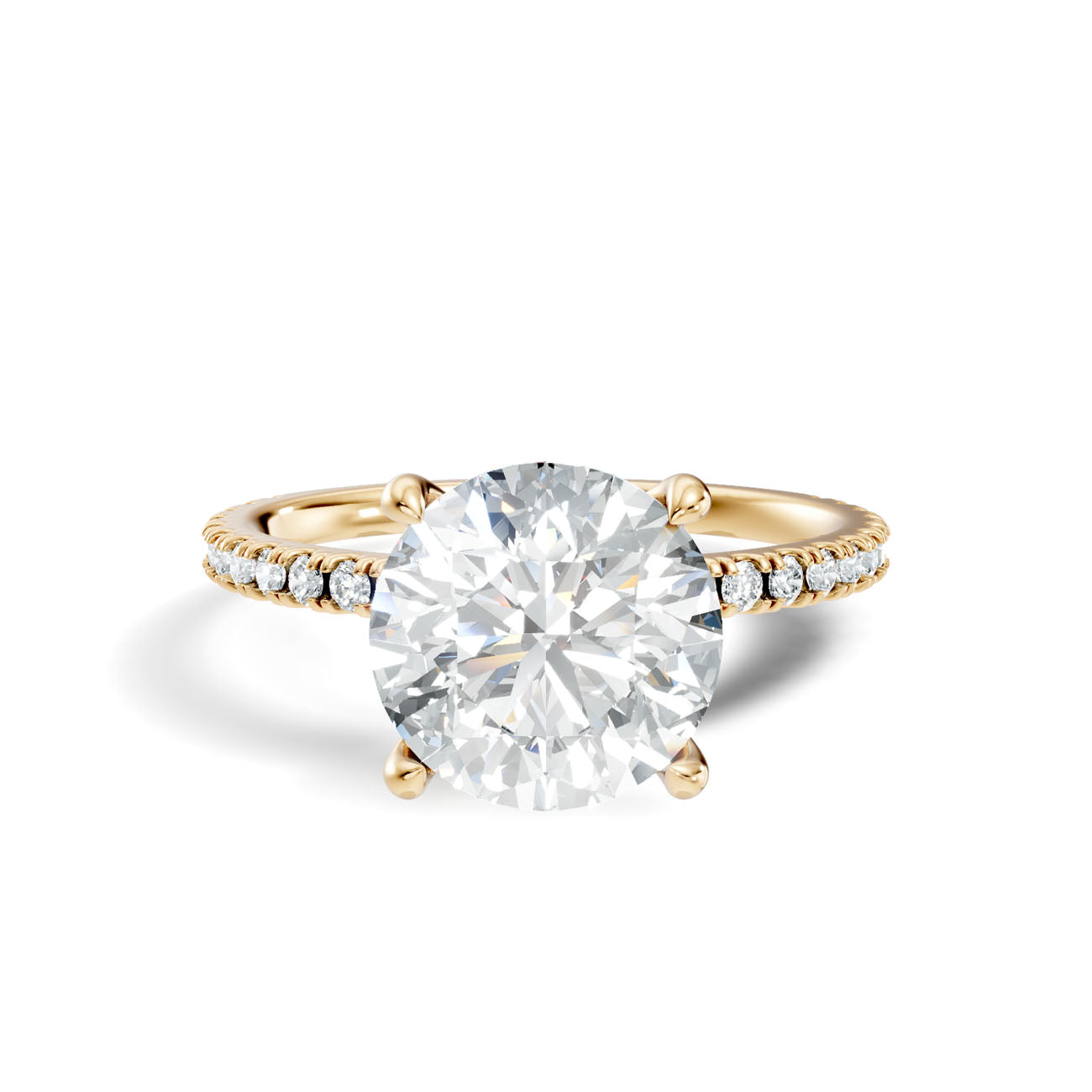 2.30 Ct. Classic Round Diamond Solitaire Ring with Hidden Halo and Pavé Shank (L2-27#10035L) 3