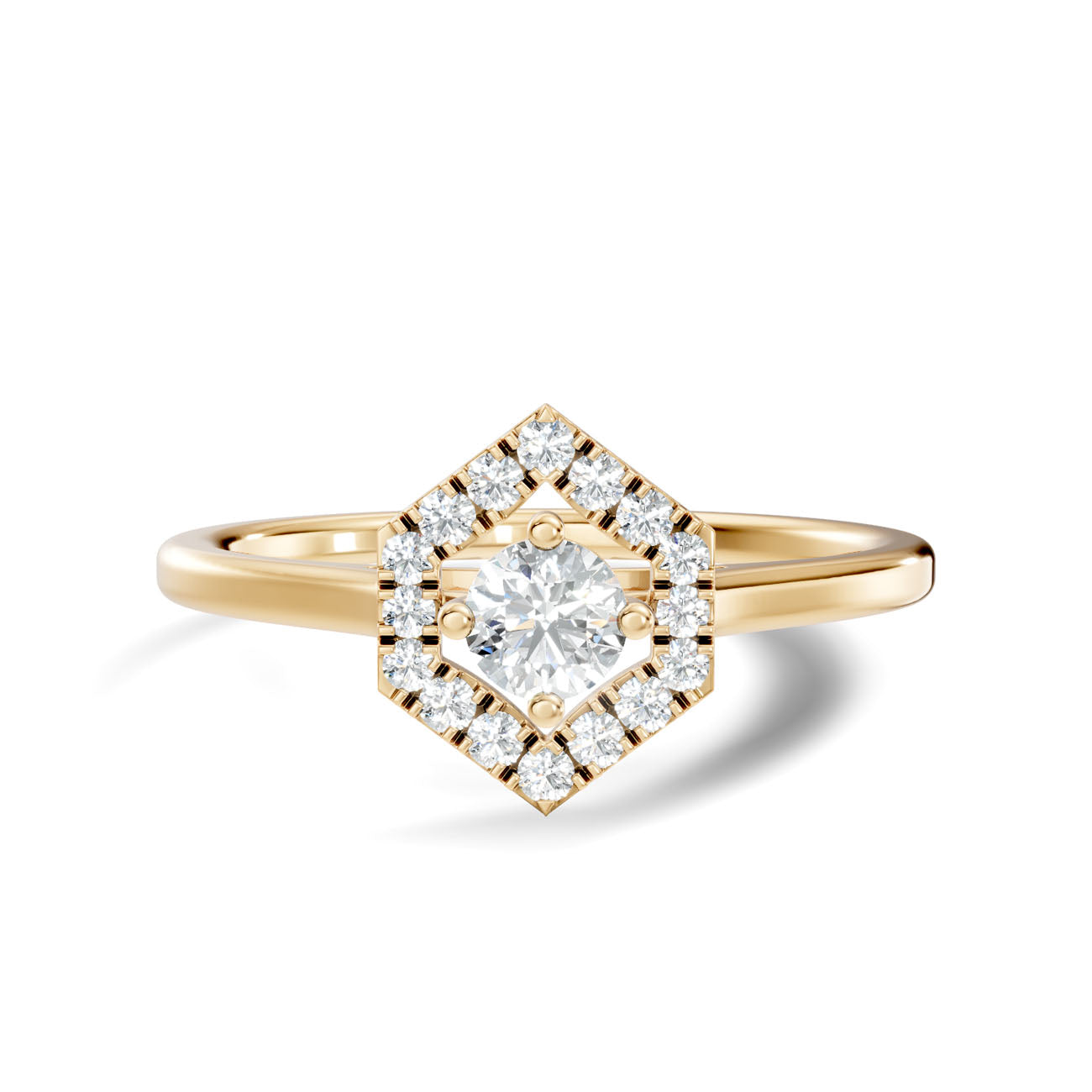 .25 Ct Hexagon Halo Round Diamond Engagement Ring (GJSLR-019) 3