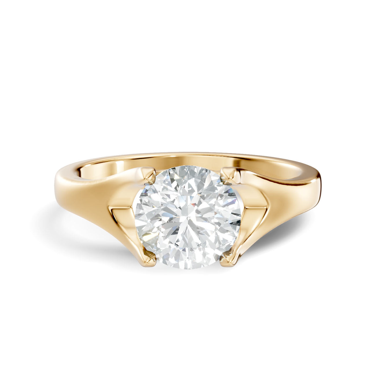 1.00 Ct. Classic Round Diamond Solitaire Ring with Sculpted Cathedral Setting (L2-27#10031L) 7