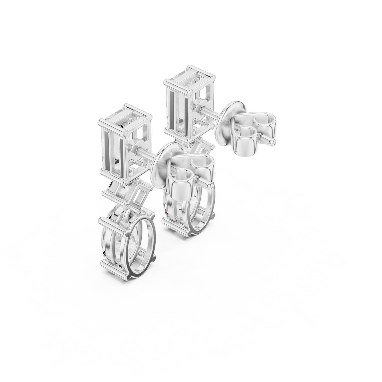 3.12 Ct. Emerald, Princess, and Oval Diamond Drop Earrings (HER-13) 7