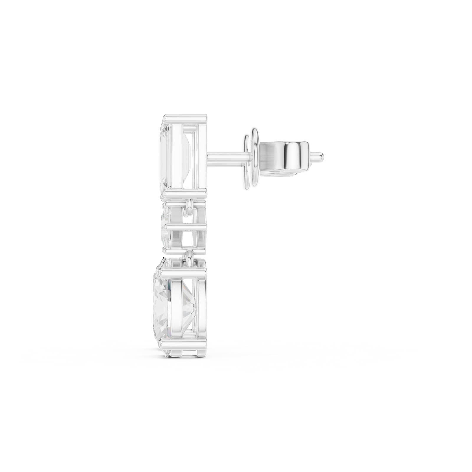 3.12 Ct. Emerald, Princess, and Oval Diamond Drop Earrings (HER-13) 8