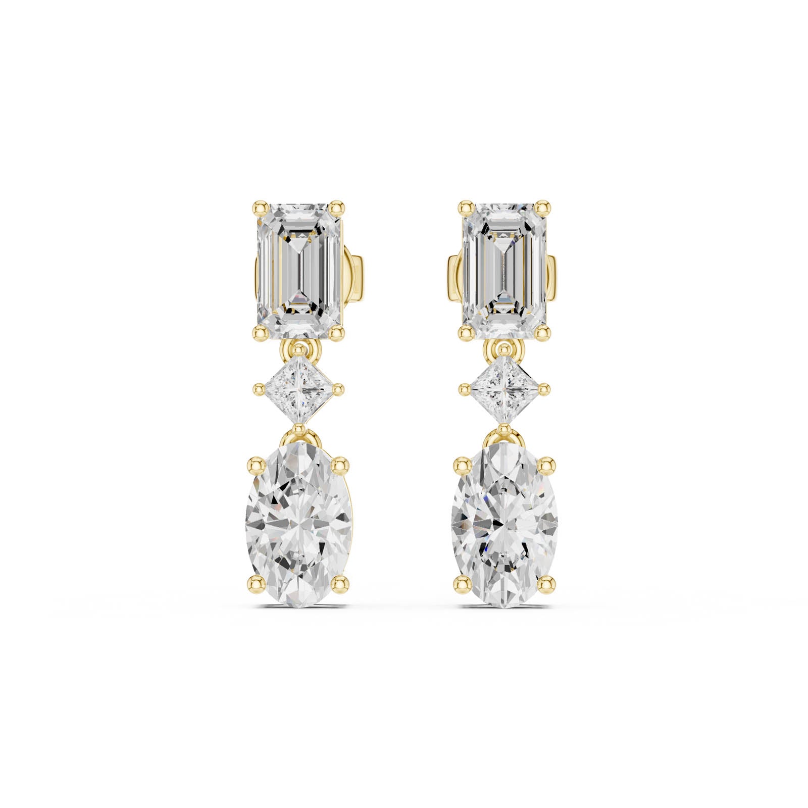 3.12 Ct. Emerald, Princess, and Oval Diamond Drop Earrings (HER-13) 11
