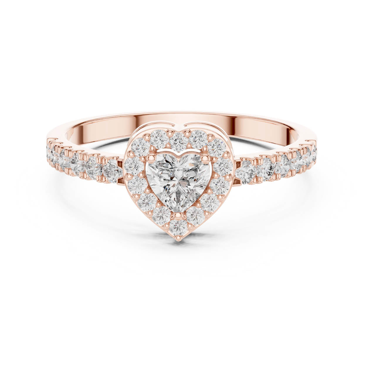 .52 Ct. Heart-Shaped Diamond Ring with Heart Bezel Halo and Pave Band (HLR-04)