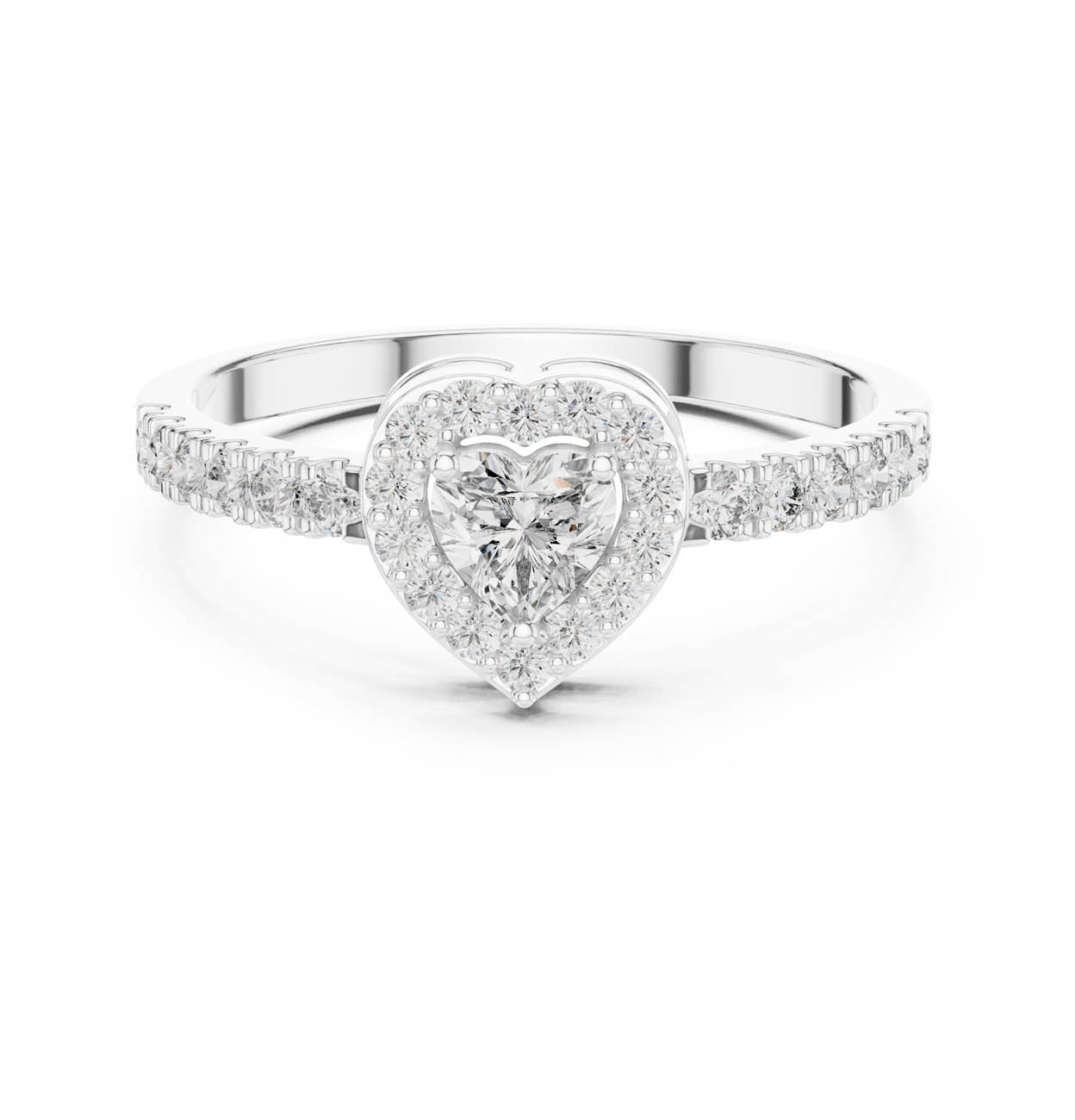 .52 Ct. Heart-Shaped Diamond Ring with Heart Bezel Halo and Pave Band (HLR-04) 7