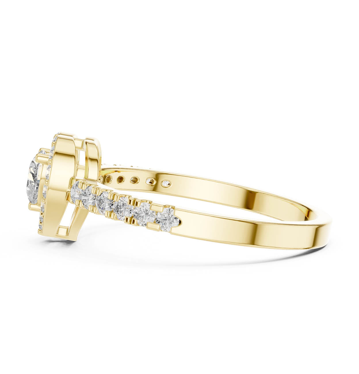 .52 Ct. Heart-Shaped Diamond Ring with Heart Bezel Halo and Pave Band (HLR-04) 4