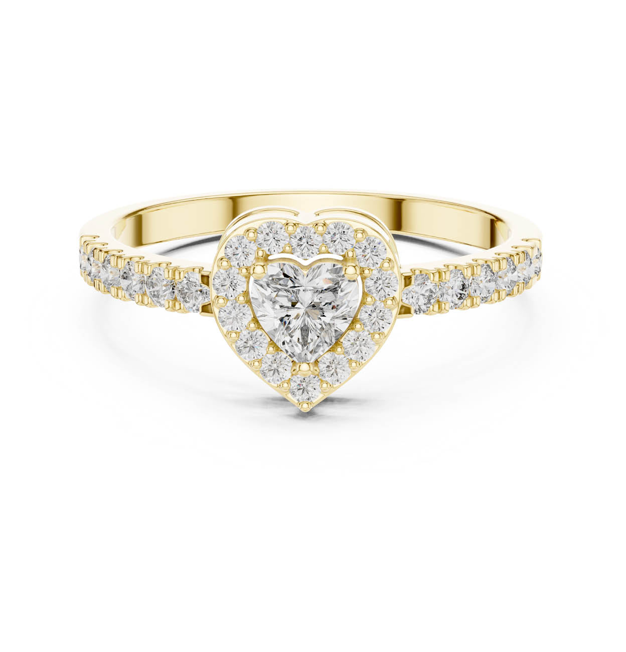 .52 Ct. Heart-Shaped Diamond Ring with Heart Bezel Halo and Pave Band (HLR-04) 5