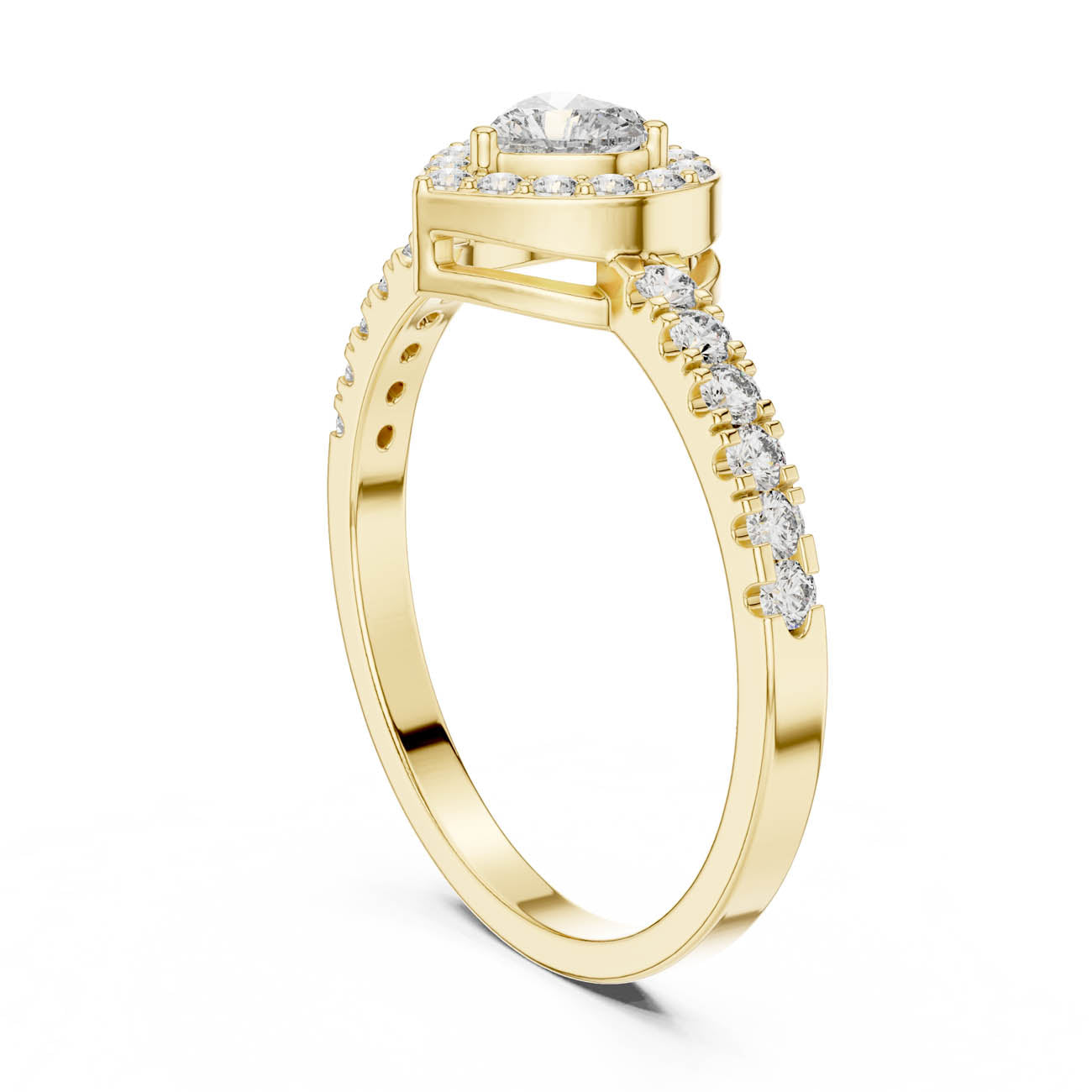 .52 Ct. Heart-Shaped Diamond Ring with Heart Bezel Halo and Pave Band (HLR-04) 3