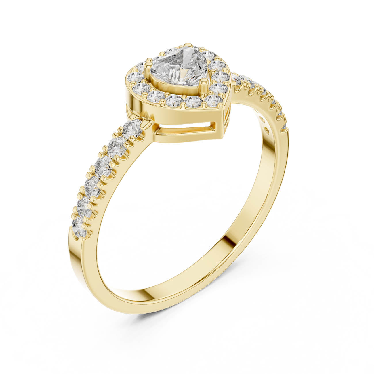 .52 Ct. Heart-Shaped Diamond Ring with Heart Bezel Halo and Pave Band (HLR-04)