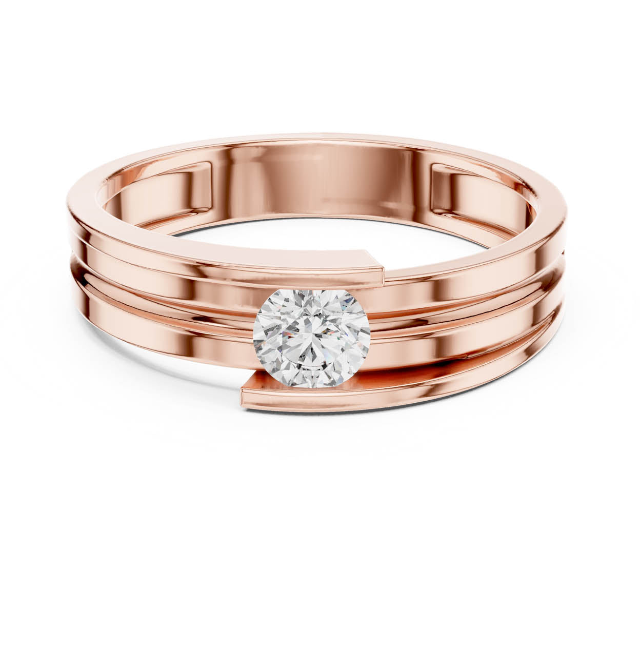 .30 Ct. Modern Bypass Solitaire Ring with Open Double Shank (HLR-05 3MM) 7