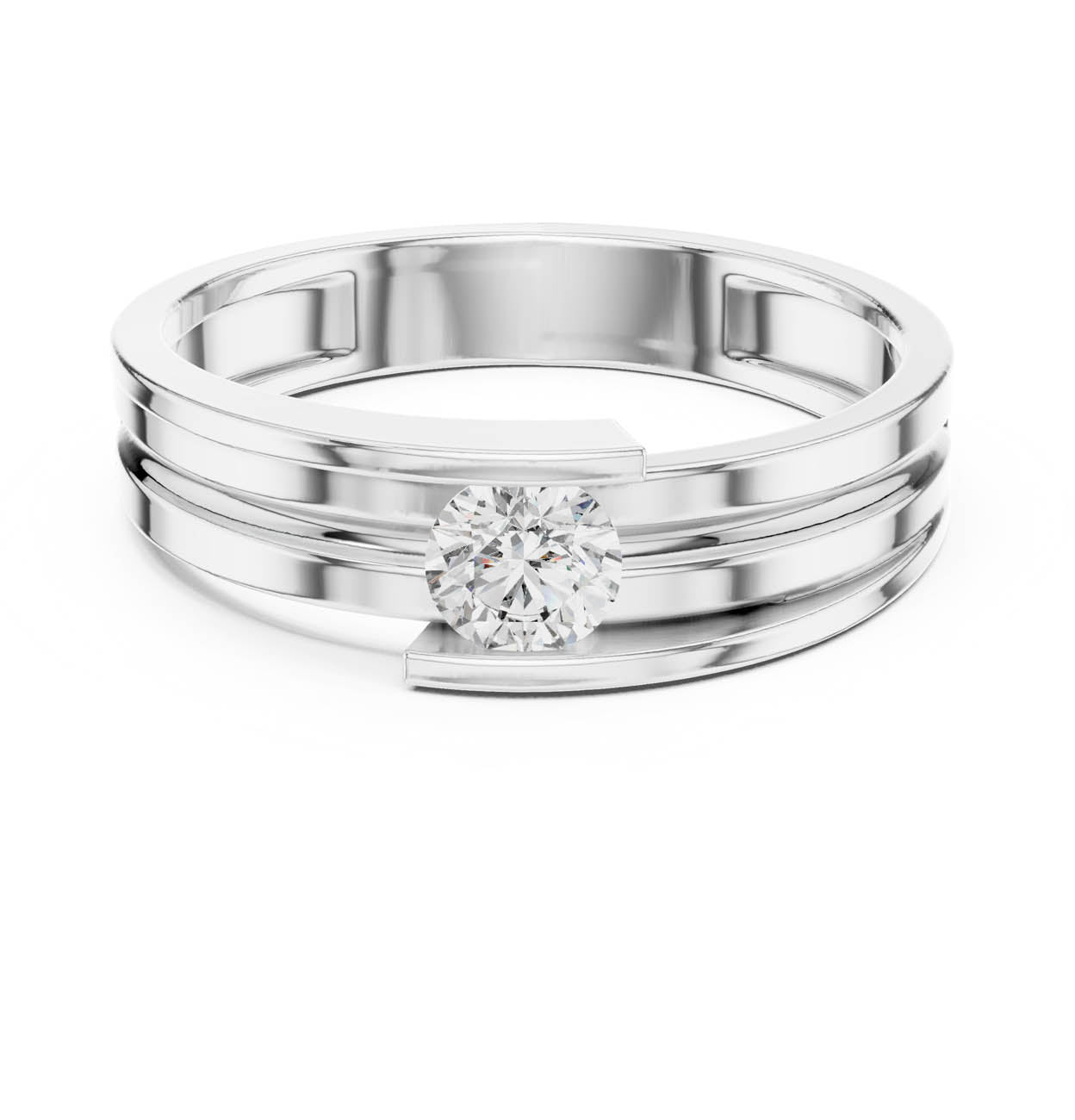 .30 Ct. Modern Bypass Solitaire Ring with Open Double Shank (HLR-05 3MM) 5