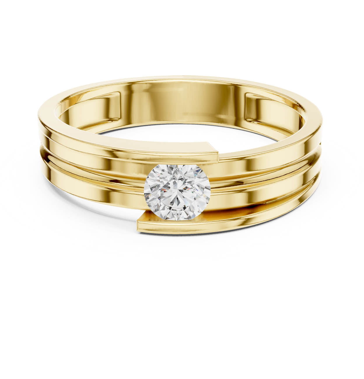.30 Ct. Modern Bypass Solitaire Ring with Open Double Shank (HLR-05 3MM)